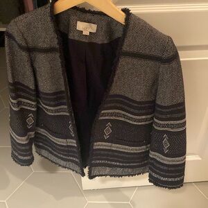 Cotton open jacket, dark blue/white pattern